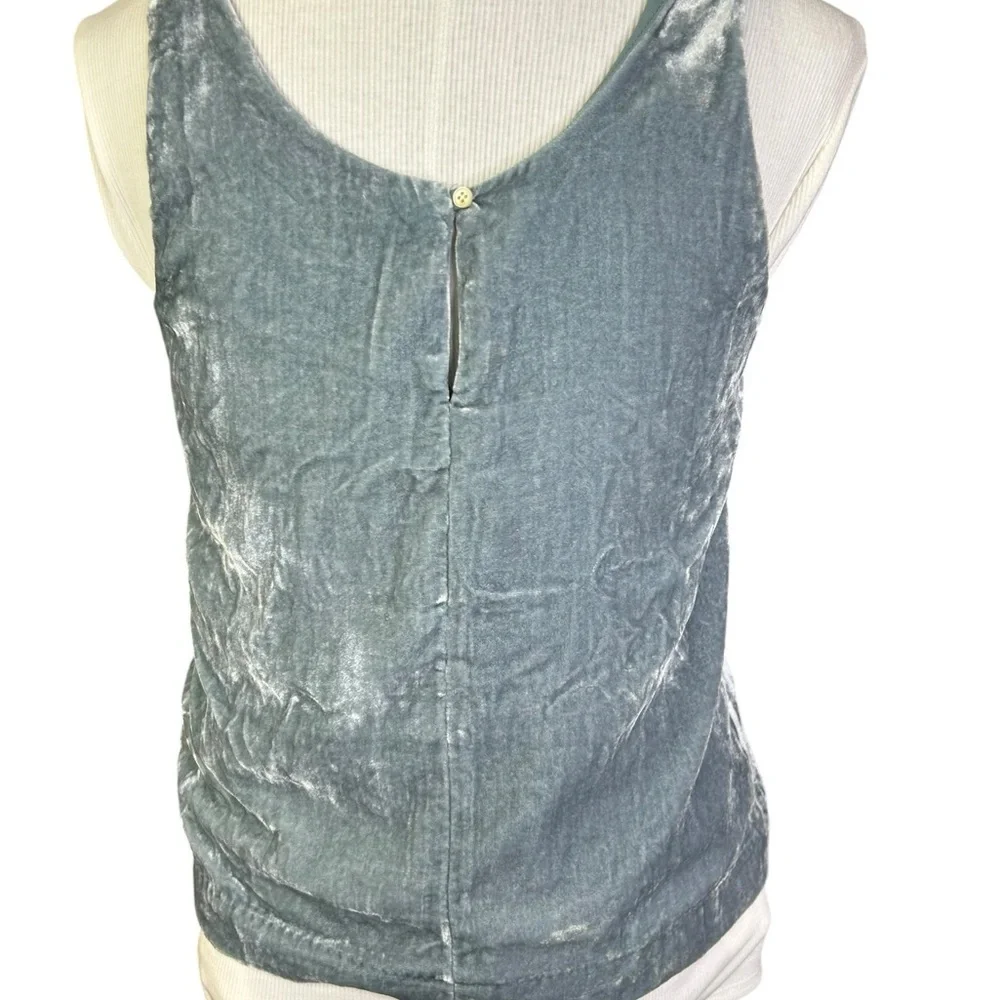 NEW J Crew Blue Gray Velvet Scoop Neck Sleeveless Dressy Tank Top Womens 2